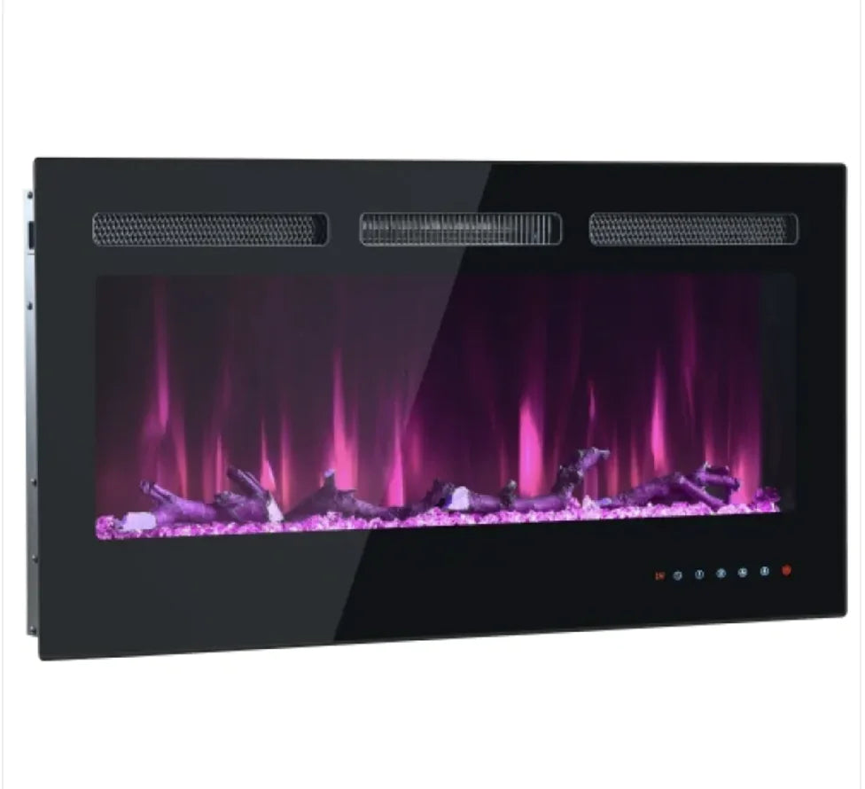 Wall-Mounted & Built-In Glass Electric Fireplace